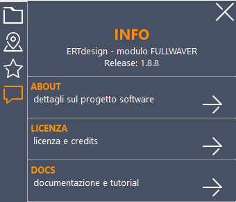 Pannello Info e documentazione.