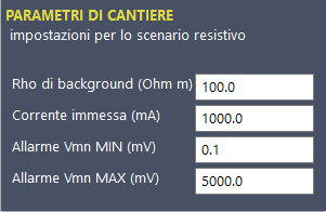 Preferenze Parametri di cantiere.