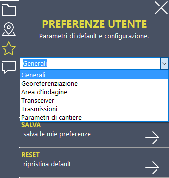 Pannello Preferenze.